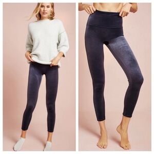 Spanx Shiny Velvet High Waisted Leggings Blue Grey Retired Color 2XL Small Flaw